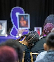 Cedar Street Baptist Church hosts community memorial- A few dozen Richmond residents, many wearing purple or displaying purple flowers or ribbons, filled Cedar Street Baptist Church on Thursday, Oct. 23 for YWCA Richmond’s Remember My Name memorial. The event, held during Domestic Violence Awareness Month, honored those who lost their lives to domestic violence and urged the community to take action to prevent future tragedies. (Julianne Tripp Hillian/Richmond Free Press)