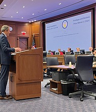 Del. Rodney Willett, D-Henrico, presents a resolution for a proposed constitutional amendment regarding redistricting of Virginia’s congressional districts on Oct. 29.