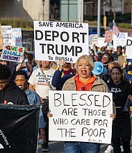 Deidre Randolph joined dozens of protesters and members of the Richmond chapter of the Southern Christian Leadership Conference, along with other civic and social justice group members, on Sunday, Nov. 2 for the “United We Stand” march and rally. The march started at Martin Luther King Jr. Middle School, crossed the Martin Luther King Jr. Memorial Bridge past City Hall and ended at the state Capitol.