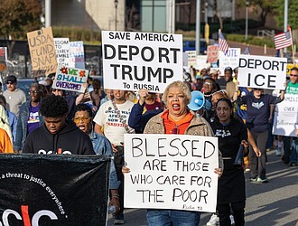 Deidre Randolph joined dozens of protesters and members of the Richmond chapter of the Southern Christian Leadership Conference, along with other civic and social justice group members, on Sunday, Nov. 2 for the “United We Stand” march and rally. The march started at Martin Luther King Jr. Middle School, crossed the Martin Luther King Jr. Memorial Bridge past City Hall and ended at the state Capitol.