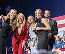 Abigail Spanberger celebrates with her family at the Greater Richmond Convention Center on Tuesday after being elected Virginia’s 75th governor, defeating Republican Winsome Earle-Sears.