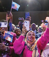 Governor-elect Abigail Spanberger greets supporters Tuesday at the Richmond Convention Center after defeating Republican Winsome Earle-Sears.