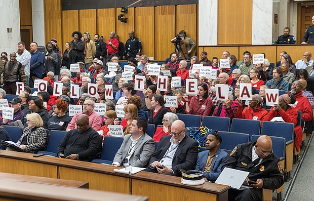 Nearly 100 members of Richmonders Involved to Strengthen our Communities
attended the Richmond City Council meeting Monday, Nov. 10 in support of a $2 million allocation to the Affordable Housing Trust Fund. The group also urged the city to follow the law and ensure the funds are used for their intended purpose.