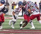 Virginia Union University running back Curtis Allen (0) carries the ball during the Panthers’ 14-3 win over Virginia State University on Saturday, Nov. 8, clinching a spot in the 2025 CIAA Championship Game.