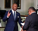 LeQuan M. Hylton is sworn in as interim Dale District supervisor Nov.12 following the Chesterfield Board of Supervisors’ vote to appoint him to the seat previously held by the late Jim Holland.