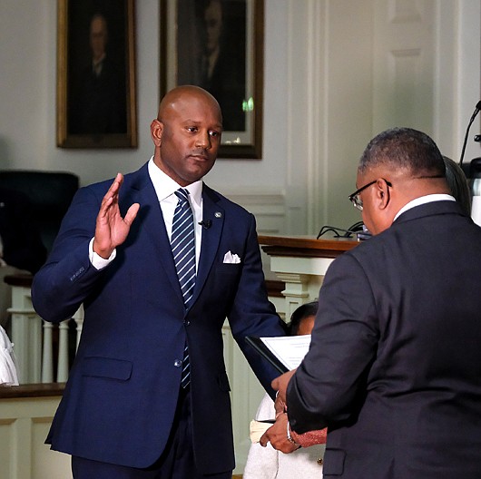 LeQuan M. Hylton is sworn in as interim Dale District supervisor Nov.12 following the Chesterfield Board of Supervisors’ vote to appoint him to the seat previously held by the late Jim Holland.
