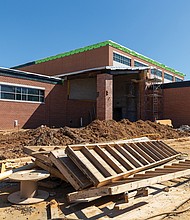 The new Richmond High School for the Arts is shown under construction in August. The $140 million campus off Midlothian Turnpike is designed
to serve about 1,800 students and will include facilities for dance, music, video production and other programs. Completion is expected in winter 2026.