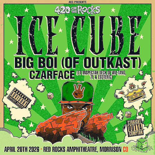 Ice Cube, Big Boi, and Czarface take over Red Rocks Amphitheatre on April 20, 2026, for 420 on the Rocks, … Ice Cube, Big Boi, and Czarface take over Red Rocks Amphitheatre on April 20, 2026, for 420 on the Rocks, …