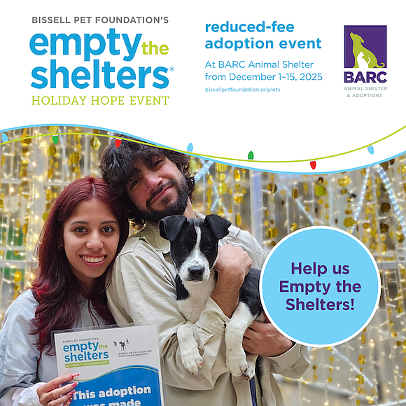Find your perfect furry friend this holiday season at BARC during the BISSELL Pet Foundation’s Empty the Shelters® – Holiday … Find your perfect furry friend this holiday season at BARC during the BISSELL Pet Foundation’s Empty the Shelters® – Holiday …