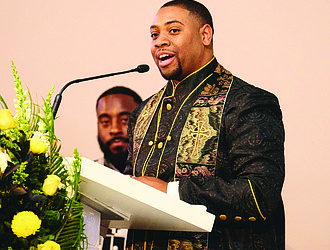 The Rev. Kevin Lamár Peterman, senior pastor of Nineteenth Street Baptist Church in Washington, D.C., addresses the congregation on Nov. 22.