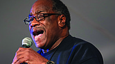Ric Jennings, a member of the Brotherhood Singers, an African American a cappella gospel quartet from Covington, Ky., performs at the Folk Festival in 2021.