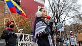 Alyssa Gonzalez speaks Saturday, Dec. 6 during a rally at Maggie Walker Memorial Plaza organized by the Richmond branch of the Party for Socialism and Liberation. The rally was part of a nationwide day of action regarding U.S. policy toward Venezuela.