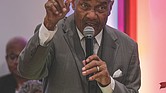 The Rev. A. Lincoln James Jr., who served as pastor of Trinity Baptist Church for more than 45 years and died Dec. 17, delivers the Emancipation message during the Baptist Ministers Conference of Richmond and Vicinity’s
84th annual citywide Emancipation Proclamation Day worship celebration at Sharon Baptist Church in Henrico.