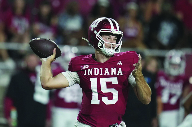 Indiana quarterback Fernando Mendoza throws during the first half of an NCAA college football game in Bloomington, Ind., in September.