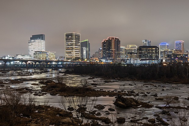 Cityscape Slices of life and scenes in Richmond-Richmond’s holiday lights sparkle over the James River Saturday, Dec. 6. (photo by Julianne Tripp Hillian/Richmond Free Press)