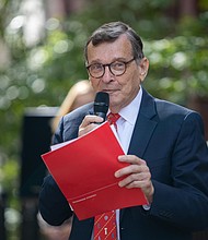 William “Bill” Martin, longtime executive director of The Valentine, speaks during the unveiling of the Richmond Region Tourism Visitor Center at the museum in September 2024. Martin, who died Sunday at age 71 after being struck by a car downtown, was known for his decades of work preserving and sharing Richmond’s history.