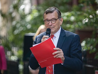 William “Bill” Martin, longtime executive director of The Valentine, speaks at the museum in September 2024. Martin, who died Sunday at age 71
after being struck by a car downtown, was known for his decades of work
preserving and sharing Richmond’s history.