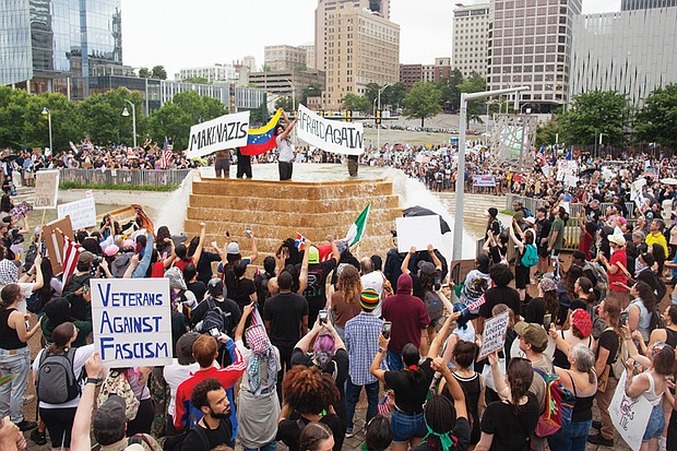 A Year in Focus-From marches to milestones, Richmond’s people and events shaped the year. Demonstrations, school celebrations, cultural festivals and sports brought the community together across the city. These images capture the moments that marked 2025 in Richmond. Demonstrators participate in the No Kings march from Capitol Square to Kanawha Plaza in Richmond on June 14 and a separate Destroy ICE march that began and ended
at Kanawha Plaza. (photo by Brian Palmer/brianpalmer.photos)