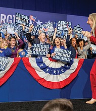 A Year in Focus-From marches to milestones, Richmond’s people and events shaped the year. Demonstrations, school celebrations, cultural festivals and sports brought the community together across the city. These images capture the moments that marked 2025 in Richmond. Former Congresswoman Abigail Spanberger celebrates with supporters during her election night event at the Greater Richmond Convention Center on Nov. 4 after
winning the race to become Virginia’s 75th governor. (photo by Julianne Tripp Hillian/Richmond Free Press)