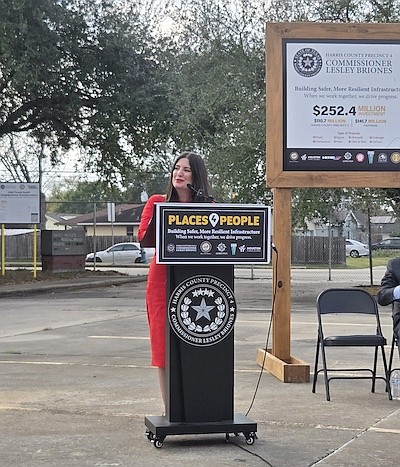 Commissioner Lesley Briones unveiled $33.5 million in new infrastructure investments in Alief as part of the Places 4 People initiative, …