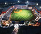 Aerial rendering of CarMax Park and surrounding development in Richmond’s Diamond District, where negotiations between the Flying Squirrels and VCU over stadium use have stalled, potentially delaying the larger mixed-use project.