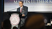 Jeffery O. Smith, state secretary of education, delivers the keynote address at the 47th annual Dr. Martin Luther King Jr. Community Leaders Celebration at the Marriott in Downtown Richmond on Friday.