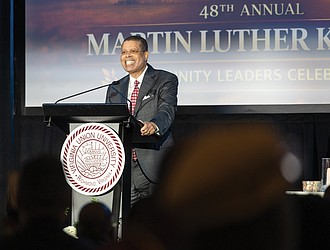 Jeffery O. Smith, state secretary of education, delivers the keynote address at the 47th annual Dr. Martin Luther King Jr. Community Leaders Celebration at the Marriott in Downtown Richmond on Friday.