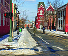 Pedestrians in Richmond’s Jackson Ward neighborhood walk on streets Wednesday to avoid icy sidewalks after a weekend winter storm.
