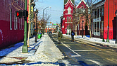 Pedestrians in Richmond’s Jackson Ward neighborhood walk on streets Wednesday to avoid icy sidewalks after a weekend winter storm.