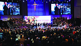 Mourners gather at First Baptist Church of Glenarden in Upper Marlboro, Md., on Saturday for the funeral of Richard Smallwood.