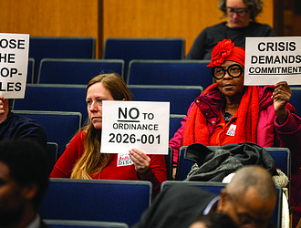 Members of Richmonders Involved to Strengthen our Communities attend an Organizational Development Committee meeting at City Hall on Monday, Feb. 2 in support of a City Council ordinance establishing dedicated funding for Richmond’s Affordable Housing Trust Fund. The group also opposed a competing proposal from Mayor Danny Avula.