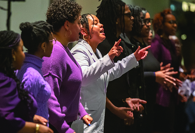 VMFA launches Black History Month with music celebration-Virginia
Commonwealth University’s Black Awakening Choir, founded in 1970, performs in the Cochrane Atrium at the Virginia Museum of Fine Arts as part of the museum’s After 5 Friday Black History Month series. (photo by Julianne Tripp Hillian/Richmond Free Press)