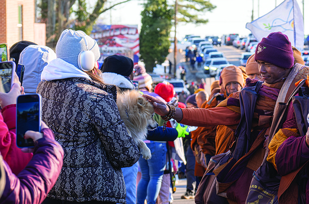 Buddhist monks’ walk for peace-Buddhist monks arrive in Chesterfield County on day 99 of the Walk for Peace pilgrimage that started in Fort Worth and will end in Washington. The journey promotes peace, compassion and nonviolence. (photo by Sandra Sellars/Richmond Free Press)