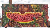 The “Free Palestine” in North Richmond is by artist Lauren YS.