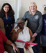 Harris Co Judge Lina Hidalgo and Rep Sylvia Garcia joined Interfaith Ministries CEO Sheroo Mukhtiar to deliver Meals on Wheels to homebound seniors through Interfaith Ministries for Greater Houston