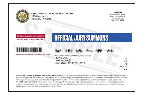 Front of New Jury Summons