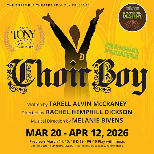 Houston’s Ensemble Theatre presents Choir Boy, a Tony-nominated, poetic coming-of-age musical exploring identity, sexuality, and community among young Black students.