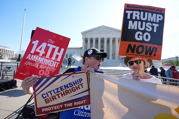 Demonstrators rally outside the US Supreme Court, before justices hear oral arguments on Wednesday./