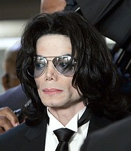 Michael Jackson at Santa Barbara County Superior Court in June 2005, when he was found not guilty of 10 counts, including molestation.