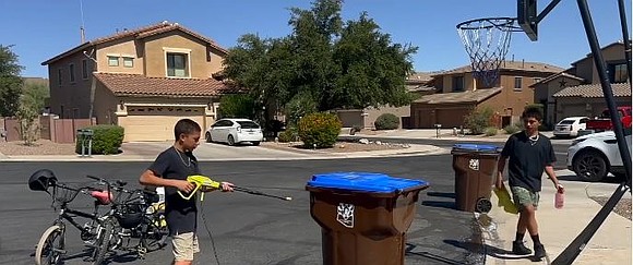 Two Arizona brothers are turning dirty trash bins into a pathway toward their NBA dreams, one cleaning job at a …