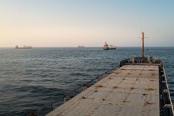 President Trump condemned an Iranian drone strike on a cargo vessel in the Strait of Hormuz as a “foolish violation” …