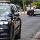 Police investigate after a shooting in Houston Tuesday.