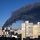 Smoke rising after a Russian air attack on Kyiv on August 29.