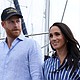 Prince Harry and Meghan, the Duke and Duchess of Sussex, disembark after sailing on Sydney Harbour, Australia, in April.