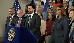 New York City Mayor Zohran Mamdani speaks at a news conference on Monday in New York.