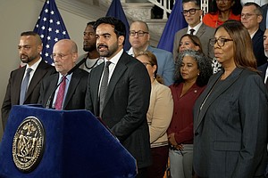 New York City Mayor Zohran Mamdani speaks at a news conference on Monday in New York.