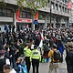 Pro-Palestinian students protest outside King's College London on October 7.