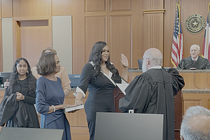 Judge Shawn Thierry Takes the Bench as Harris County’s Inaugural 515th District Court Judge - with daughter – Klaire and mother Joyce there for the enrobing