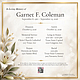 Garnet Coleman Memorial Announcement - Official FAMILY Statement