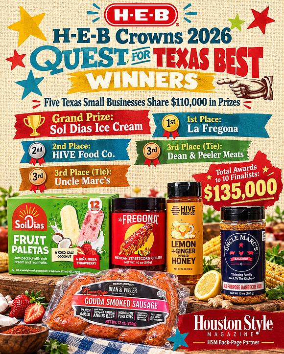 H-E-B’s Quest for Texas Best awards $15,000 to Houston’s HIVE Food Co. as five Texas businesses share $110,000 in prizes, … H-E-B’s Quest for Texas Best awards $15,000 to Houston’s HIVE Food Co. as five Texas businesses share $110,000 in prizes, …